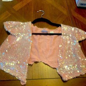 Acrobat Pink cashmere-silk blend Sequined Shrug
